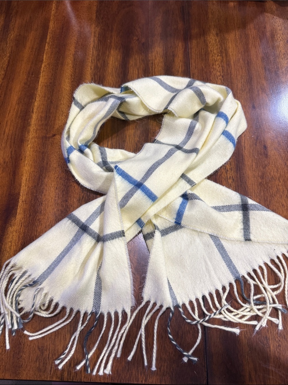 Christian Dior Cashmere Plaid Fringe Scarf - Picture 3 of 5